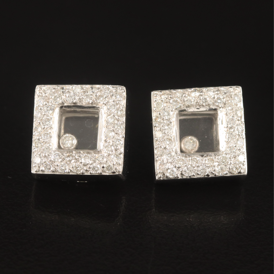 18K 0.88 CTW Diamond Floating Square Earrings