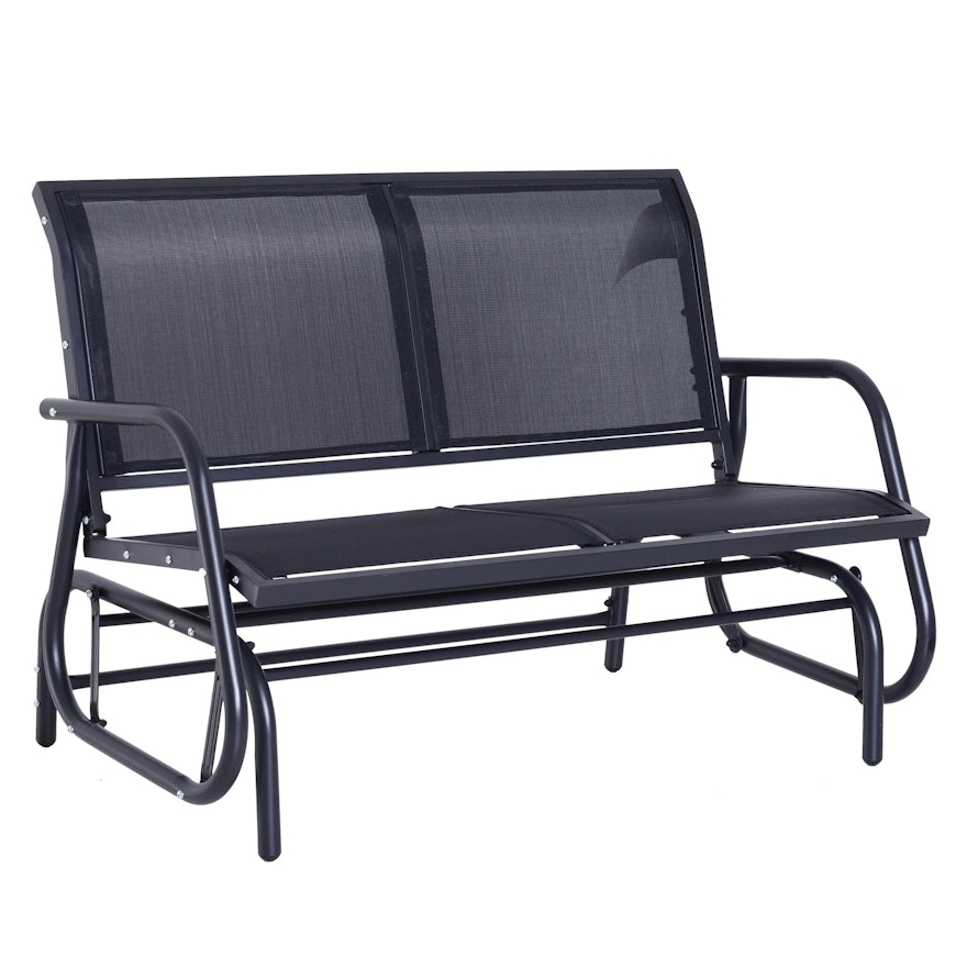 Two-Seat Black Metal Outdoor Glider