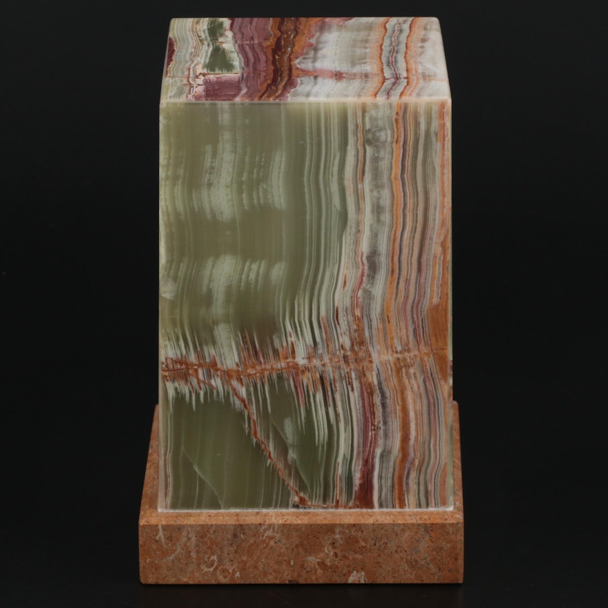 Rectangular Polished Onyx Decorative Table Lamp