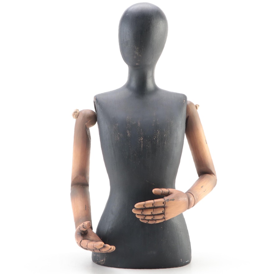 Distressed Painted Resin Mannequin Torso Figurine