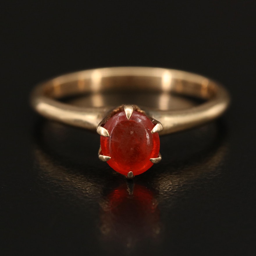 14K Glass Solitaire Ring