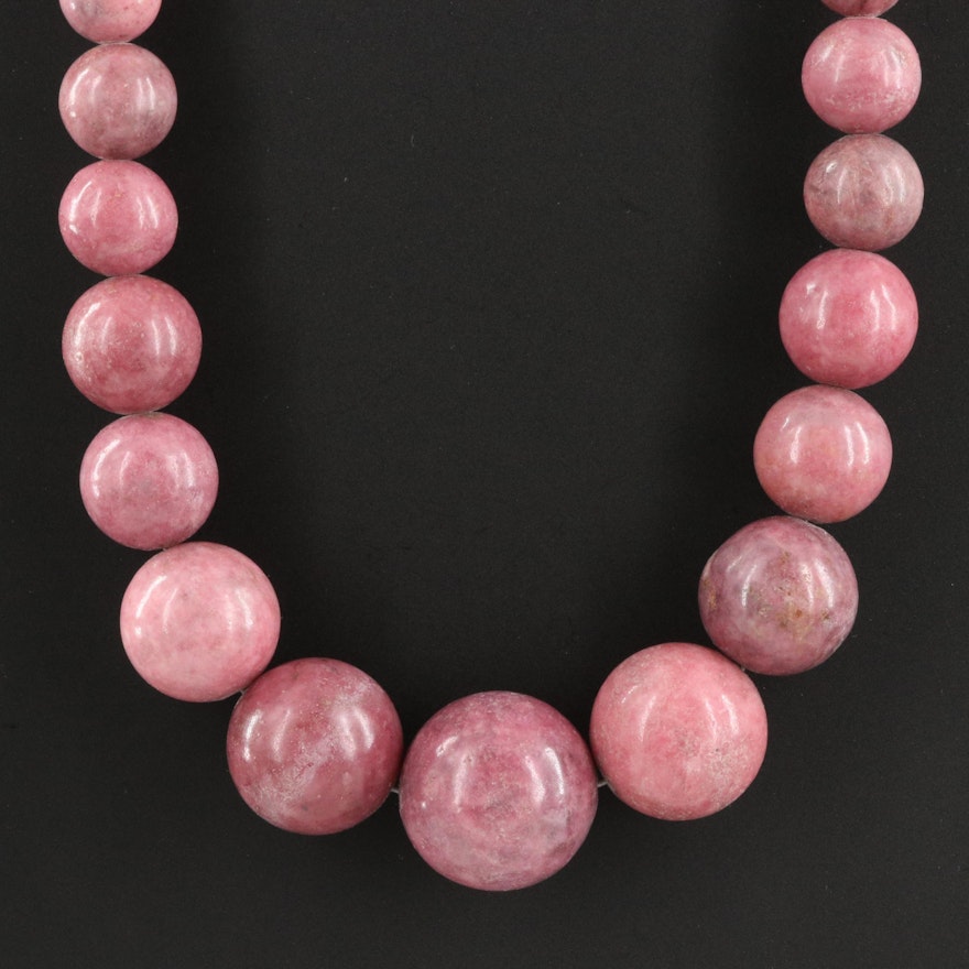 Desert Rose Trading Sterling Rhodonite Graduating Necklace