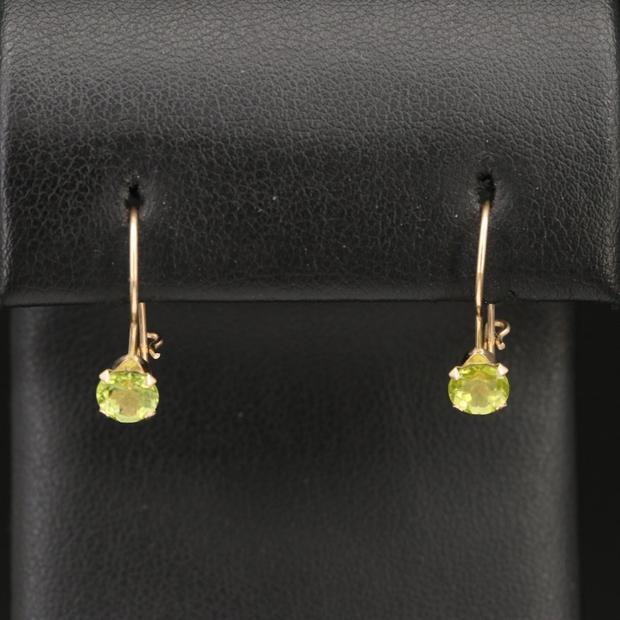 14K Peridot Drop Earrings