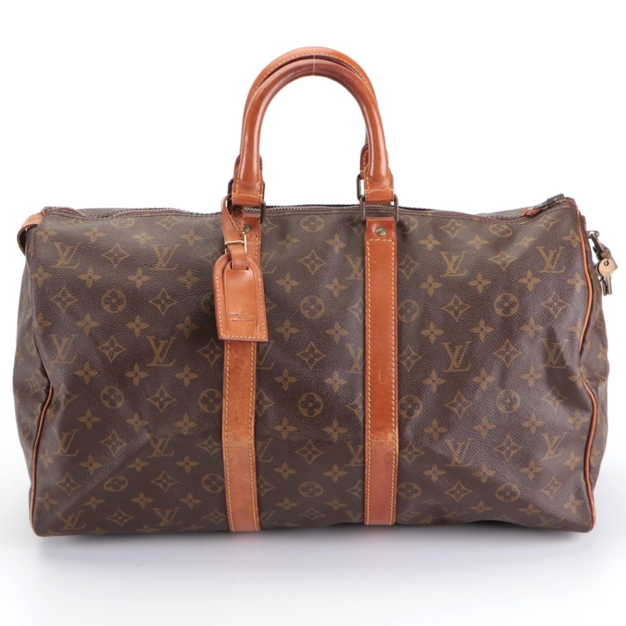 Louis Vuitton Keepall 45 Travel Bag in Monogram Canvas and Vachetta Leather