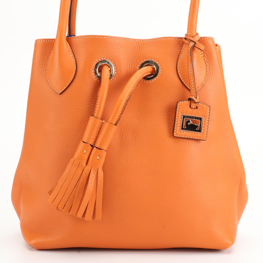 Dooney & Bourke Grommet Shopper Tote in Orange Pebbled Leather