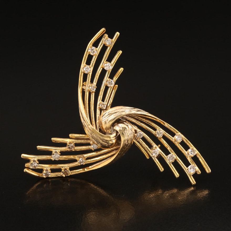 14K 0.52 CTW Diamond Spiral Brooch