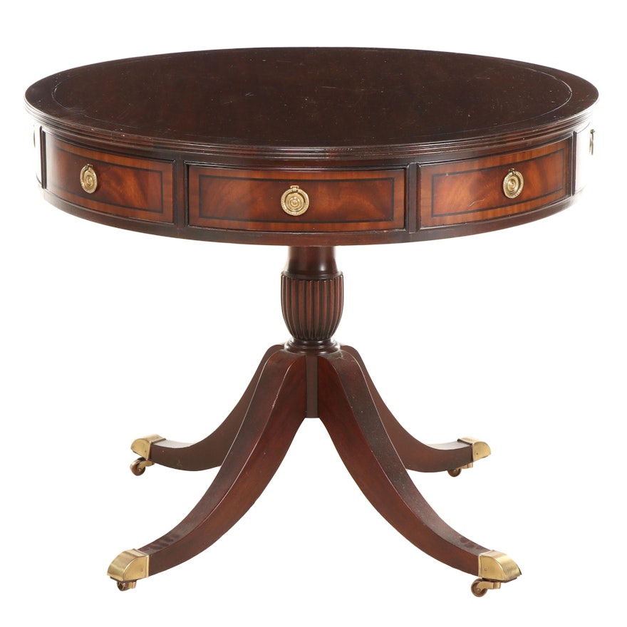 Wellington Hall Regency Style Ebony-Strung Mahogany Drum Table