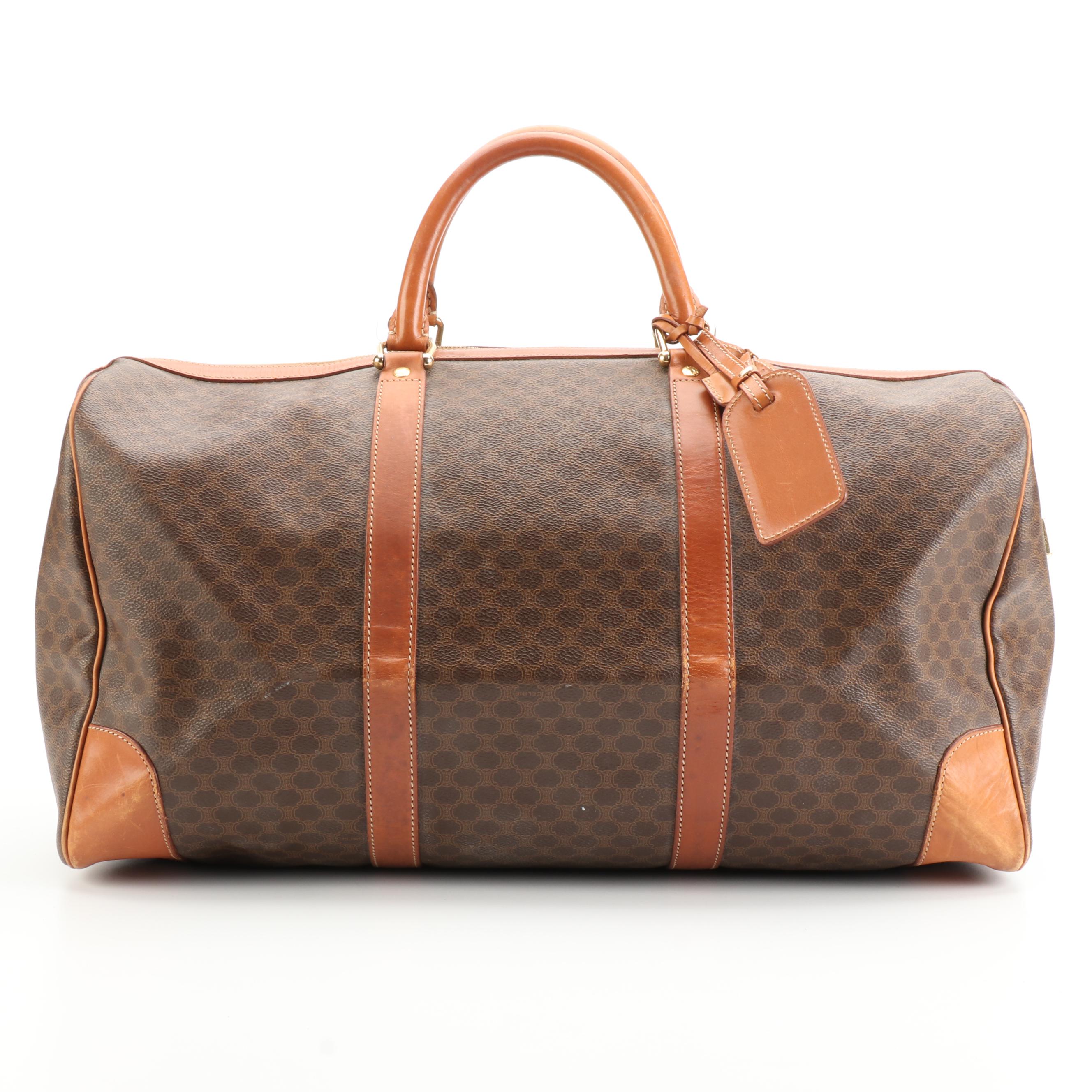 Celine Duffle Bag in Macadam Coated Canvas and Leather