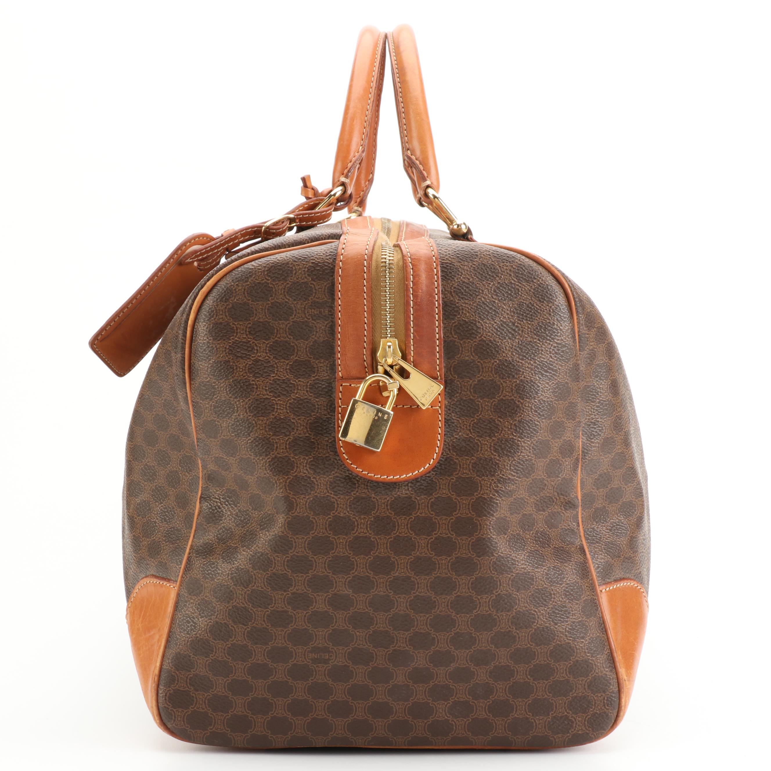 Celine Duffle Bag in Macadam Coated Canvas and Leather