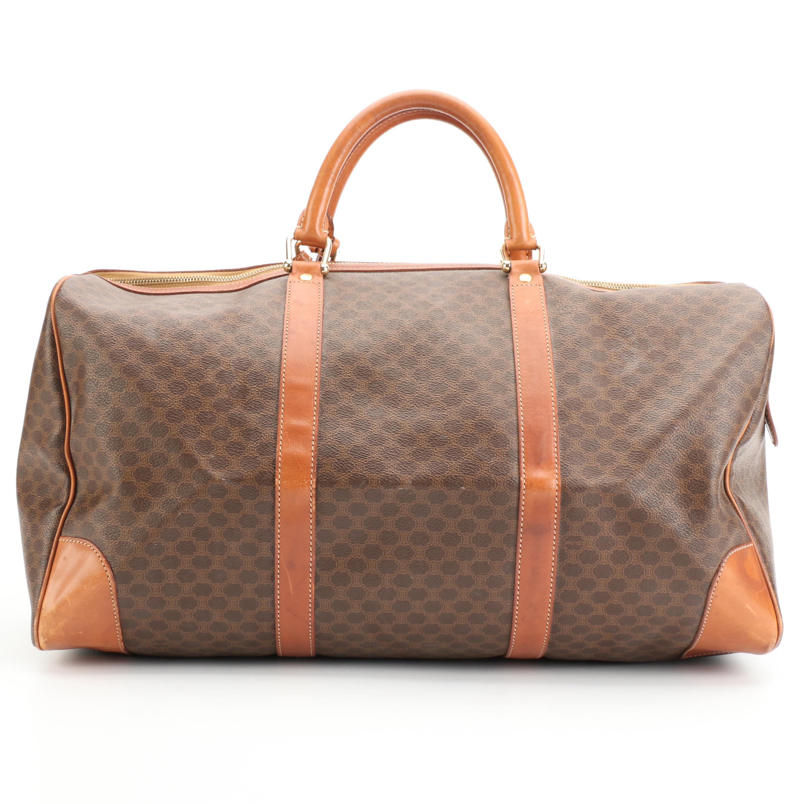 Celine Duffle Bag in Macadam Coated Canvas and Leather