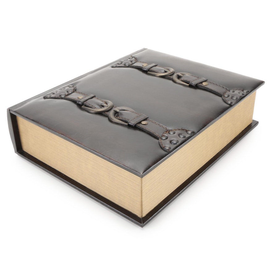 Buckle Bound Leather Faux Book Box