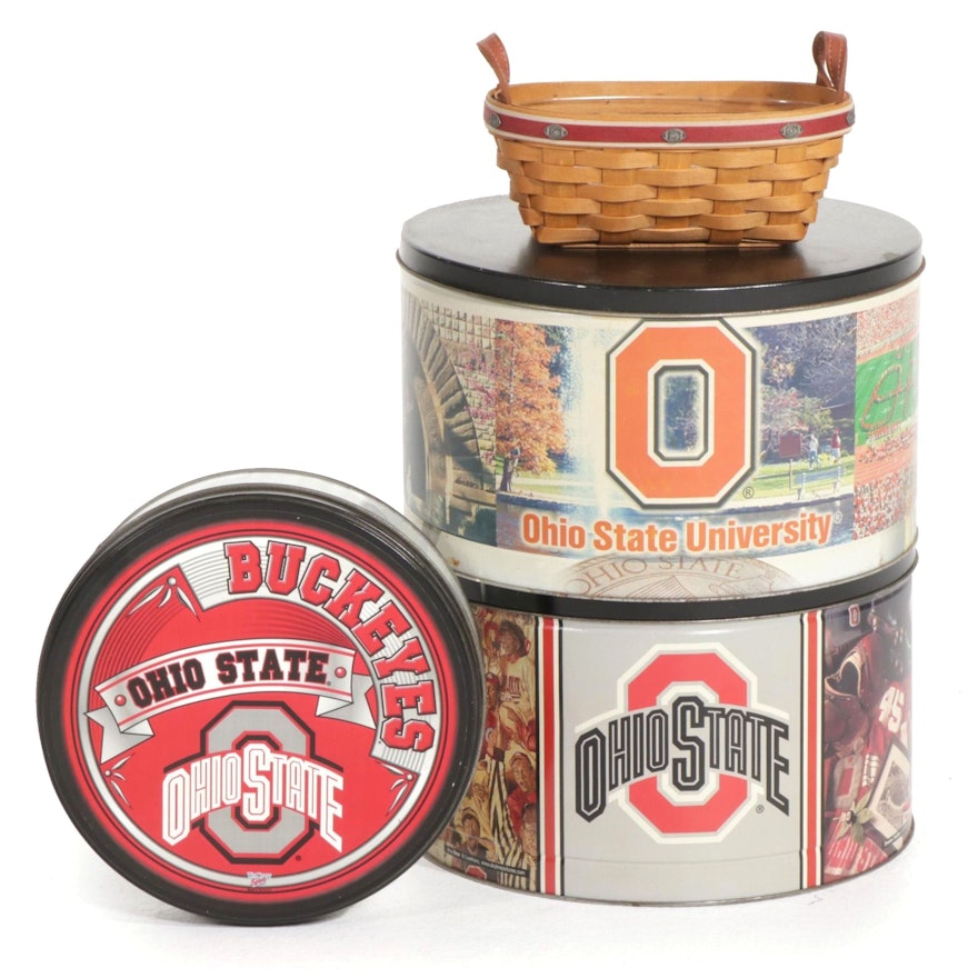 Ohio State Themed Storage Tins and Longaberger Basket