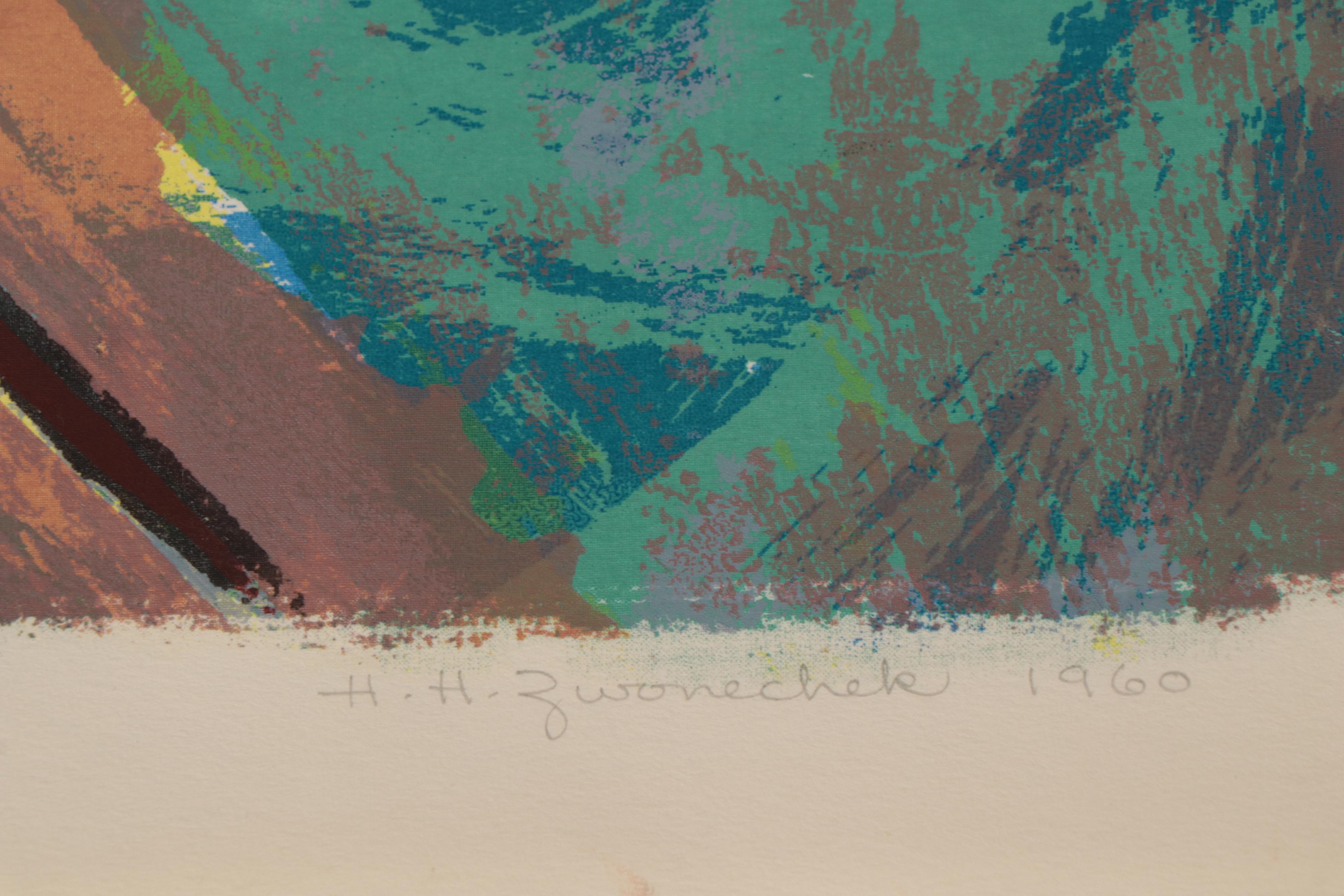 Herbert Heath Zwonechek Serigraphs and Woodcut, Circa 1960