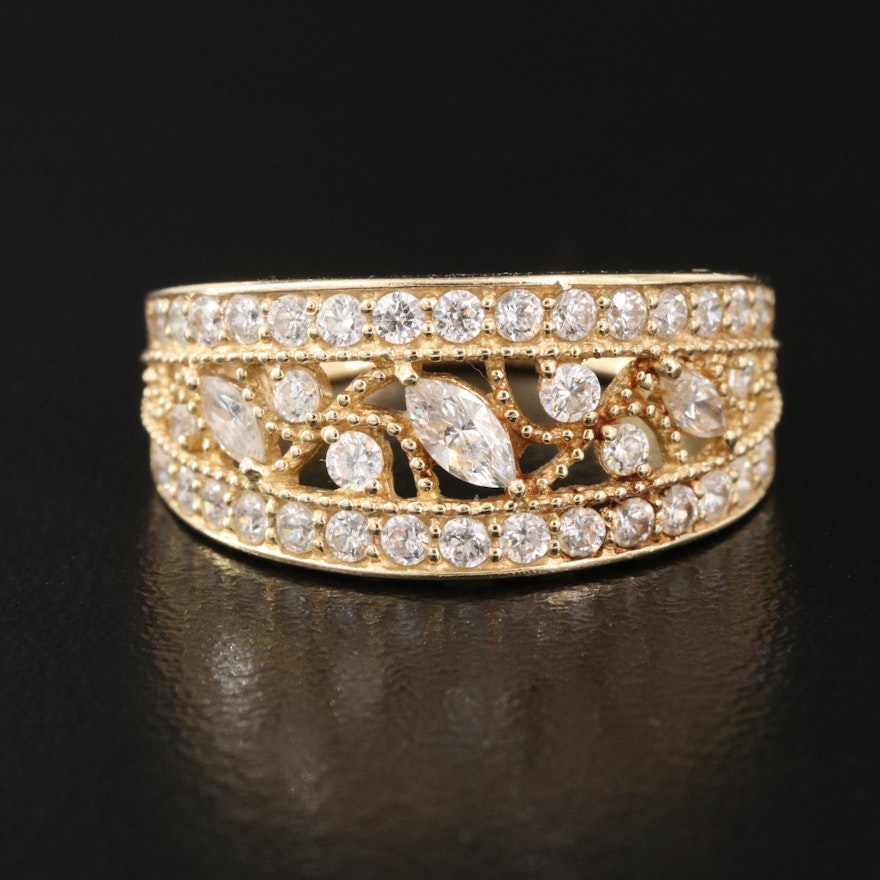 14K Cubic Zirconia Openwork Tapered Band