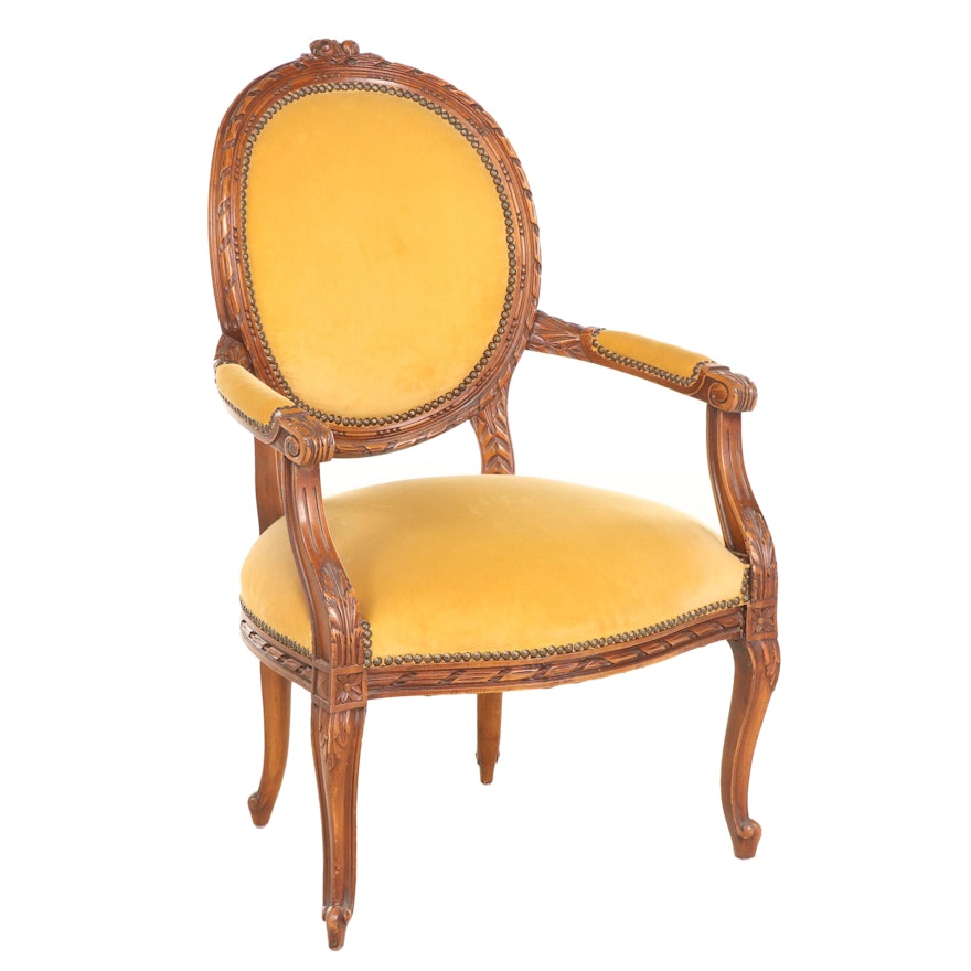 H & S Pogue Co., Louis XV Style Beech Armchair