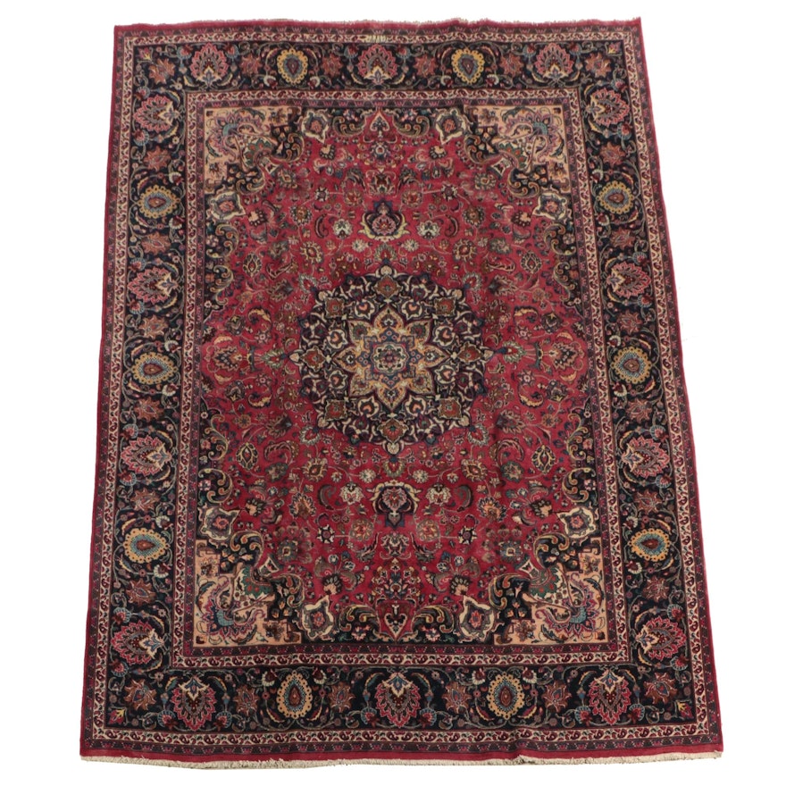 9'11 x 12'10 Hand-Knotted Persian Mashhad Room Sized Rug