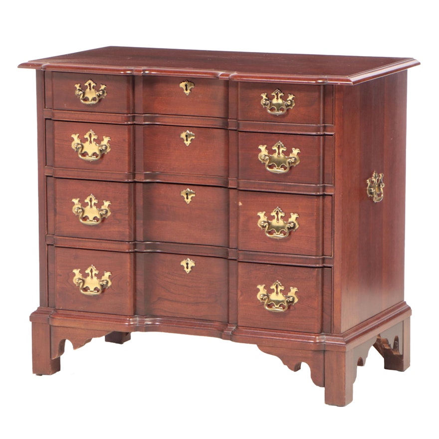 Pennsylvania House Chippendale Style Cherrywood Four-Drawer Blockfront Chest