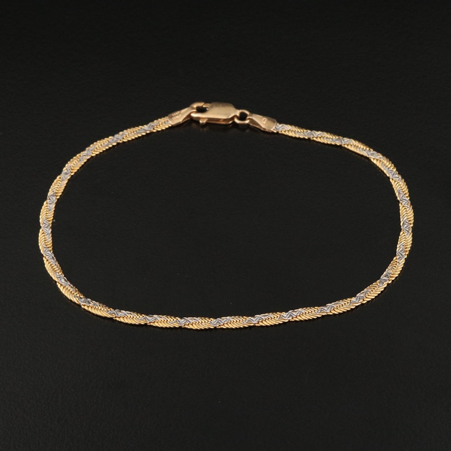 Italian 14K Two-Tone Braided Bracelet