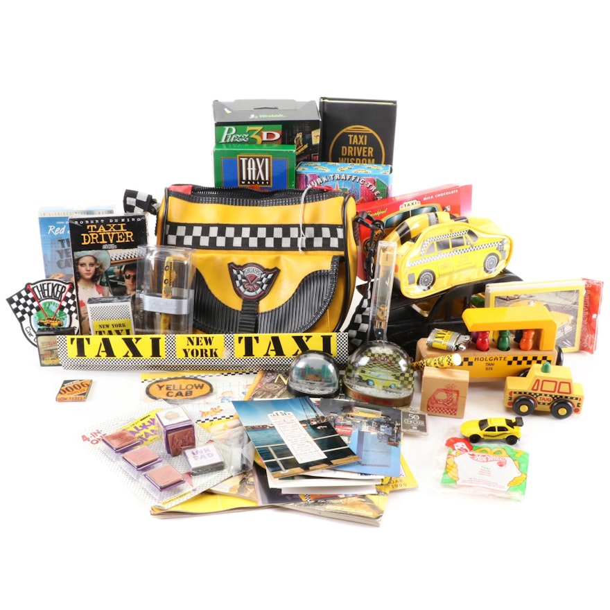 Taxi Cab Pens, Patches, Wooden Cars, Wallet, Matches, VHS Tapes, Other Items