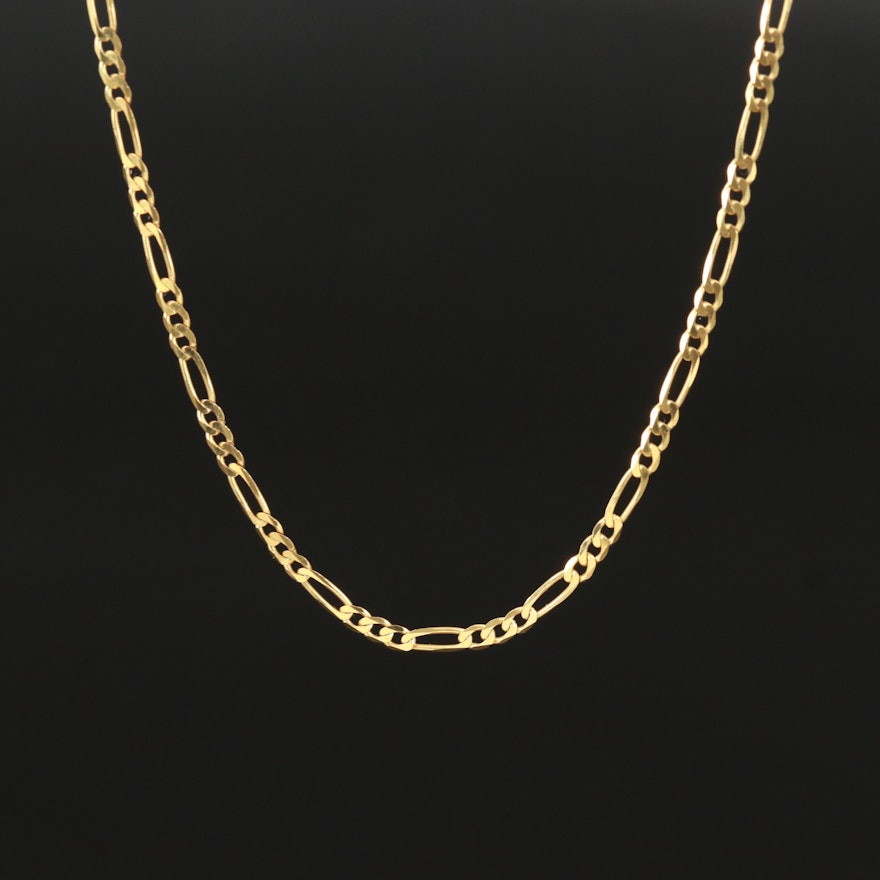 Italian 10K Figaro Chain Necklace