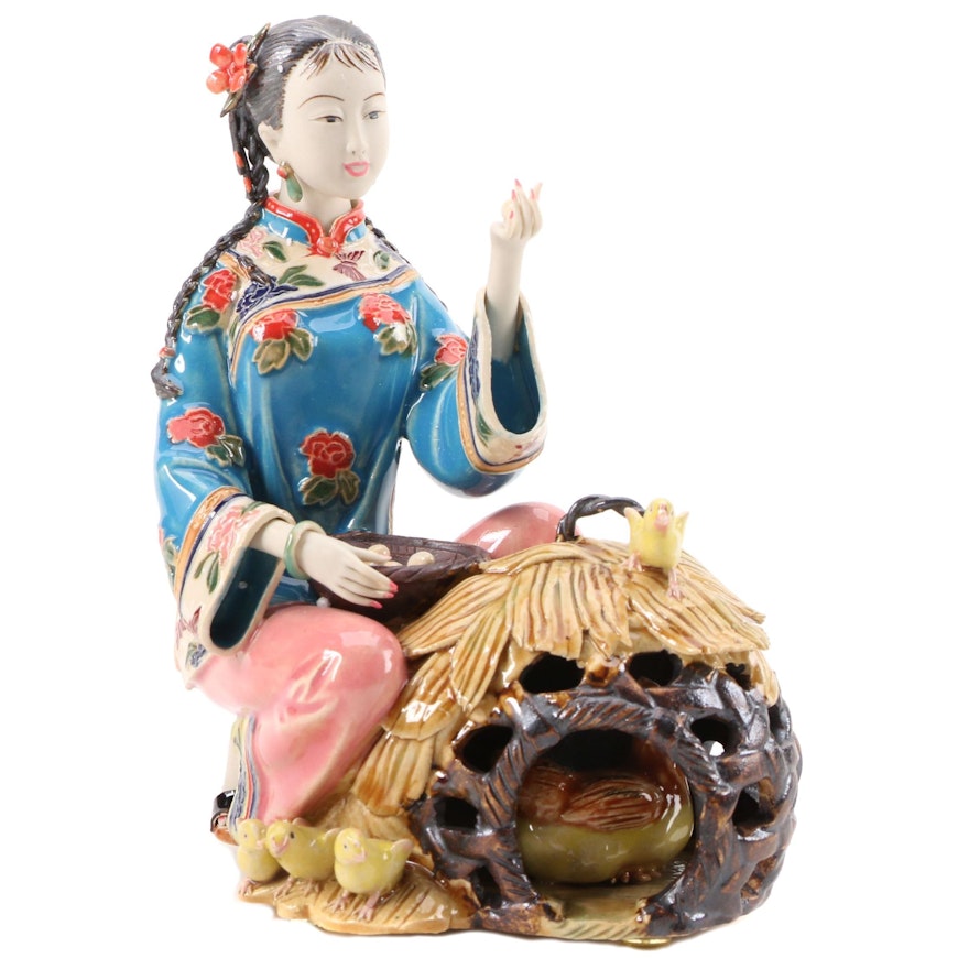 Chinese Hand-Painted Ceramic Figurine
