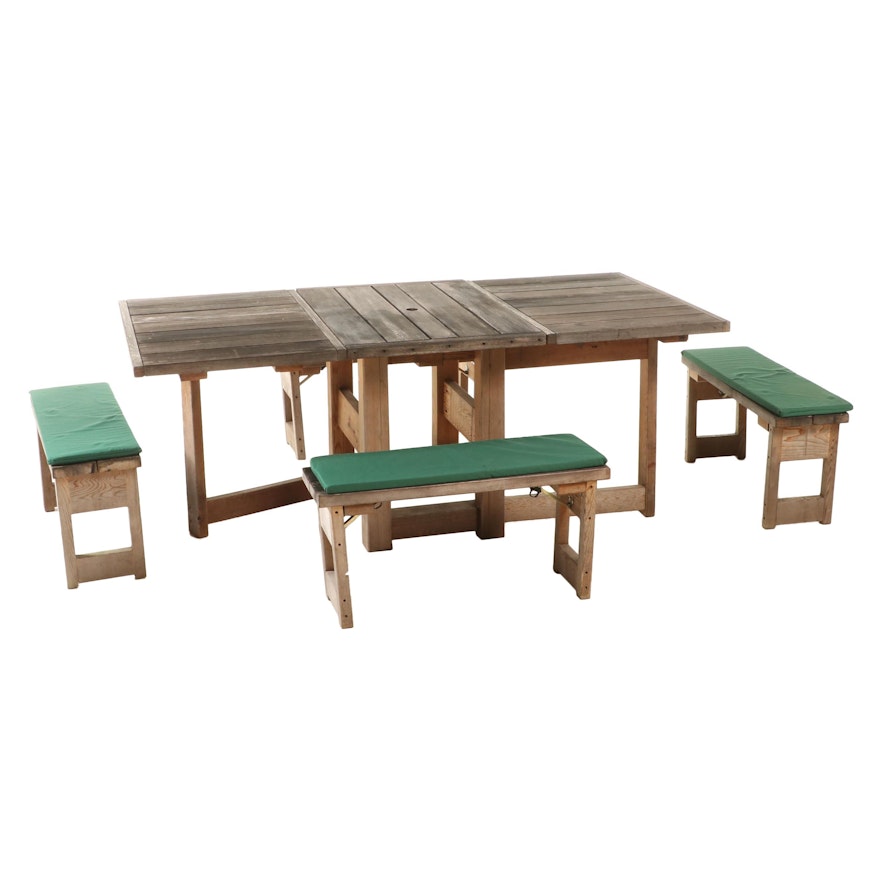 Five-Piece Frontier Furnishings Co. Pine Patio Dining Set, Late 20th Century