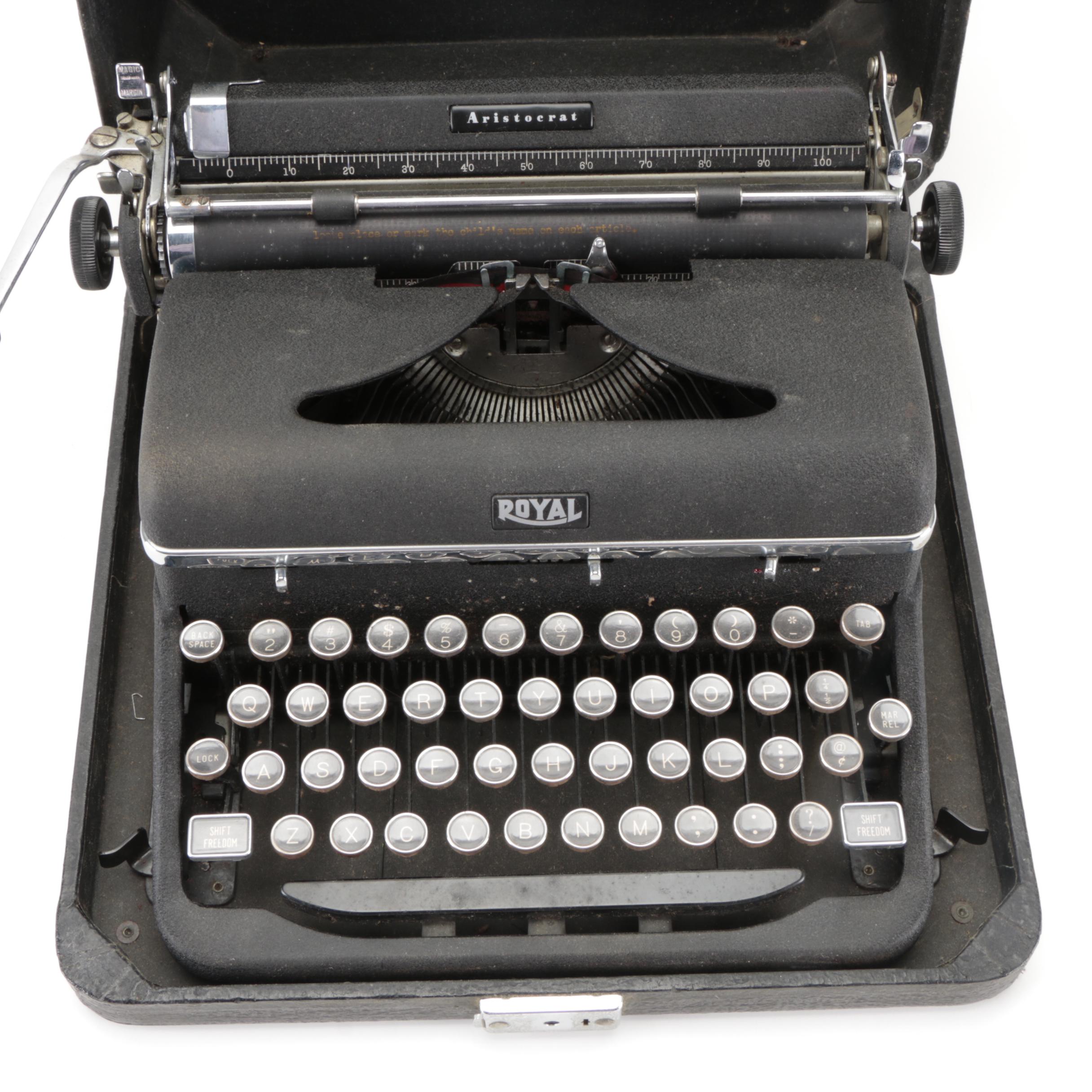 Royal Aristocrat Portable Typewriter with Case