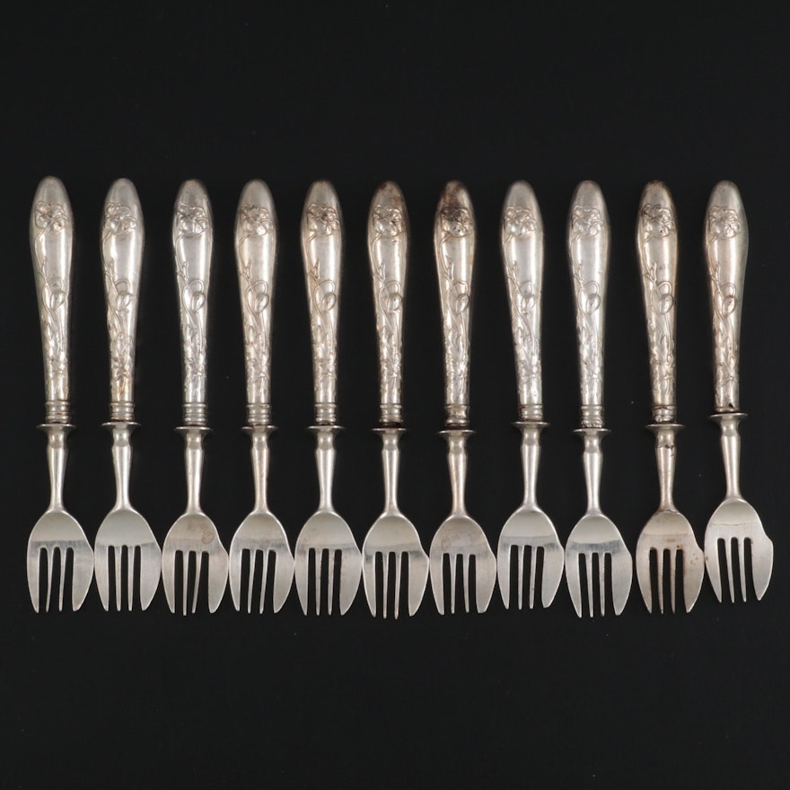 European 800 Silver Handled Appetizer Forks