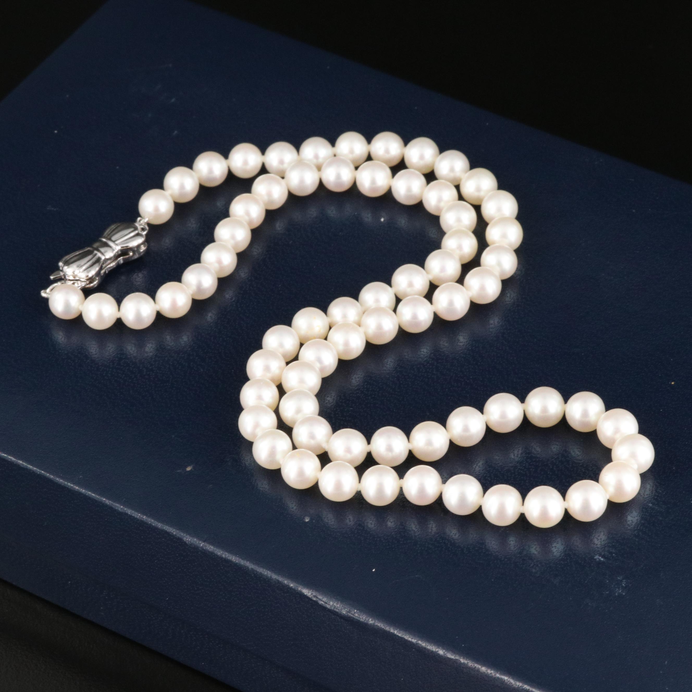 Blue Lagoon for Sea Magic by Mikimoto USA Pearl Necklace with Sterling Clasp
