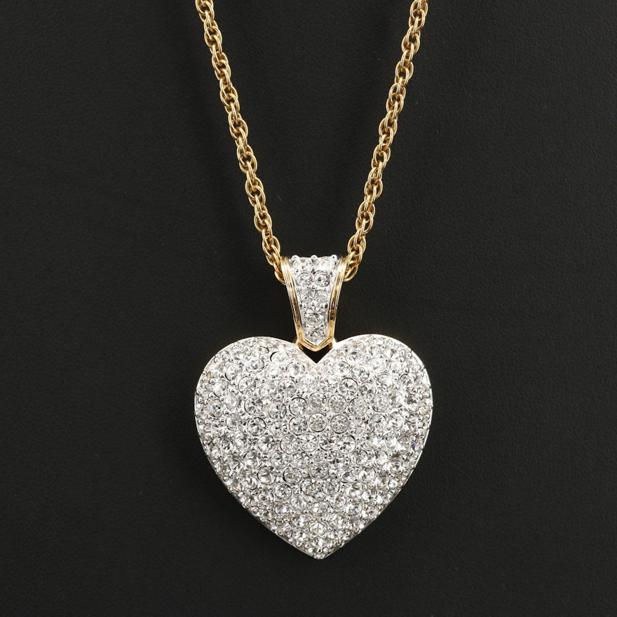 Swarovski Pavé Crystal Heart Pendant Necklace