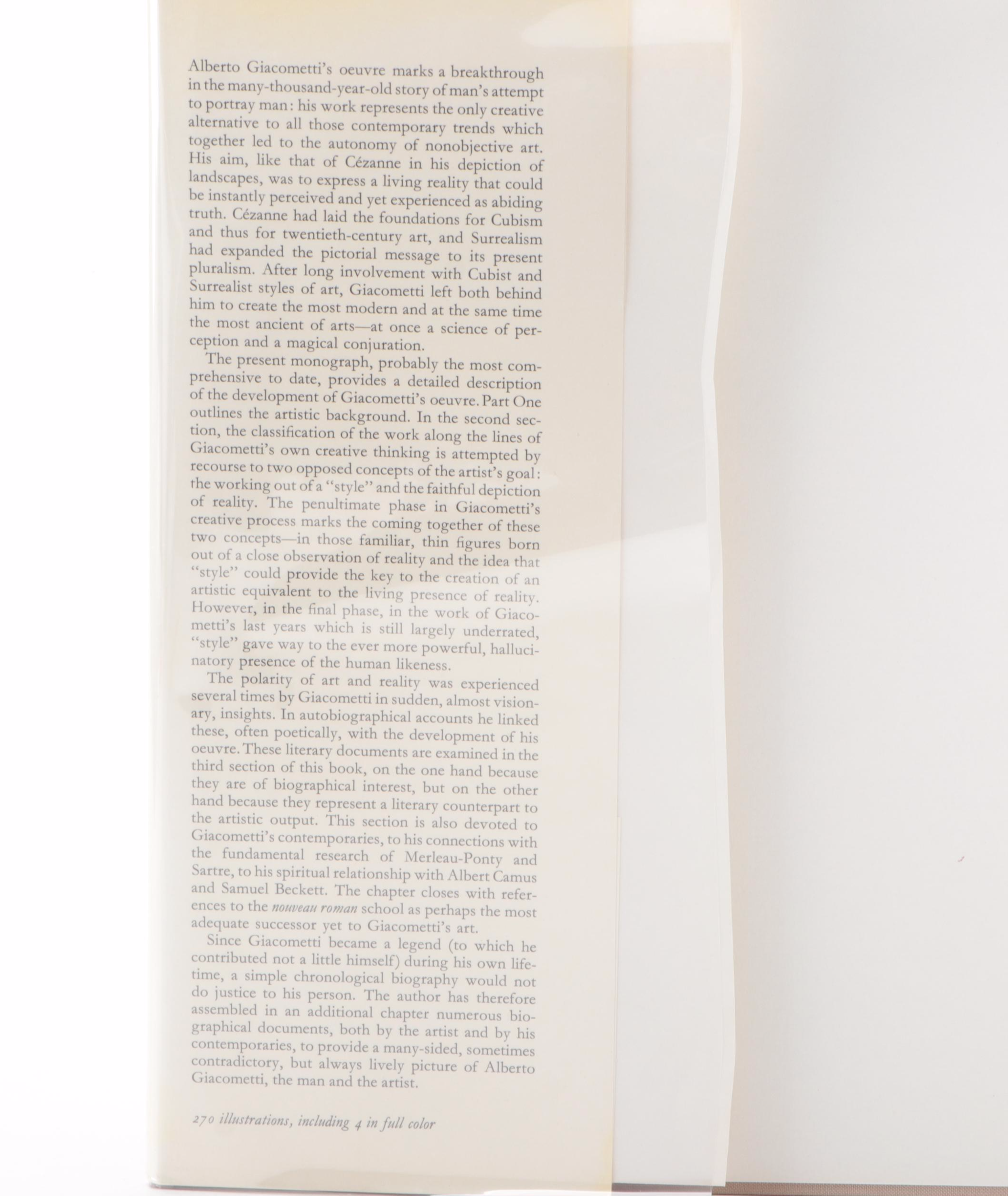 Illustrated "Alberto Giacometti" by Reinhold Hohl, 1971