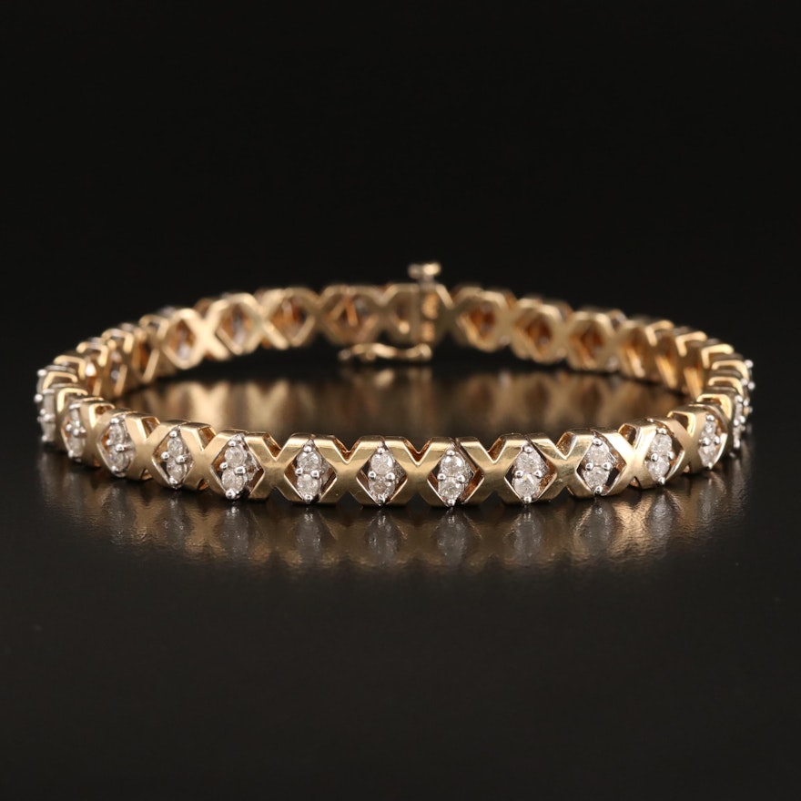 10K "X" Link 1.65 CTW Diamond Bracelet