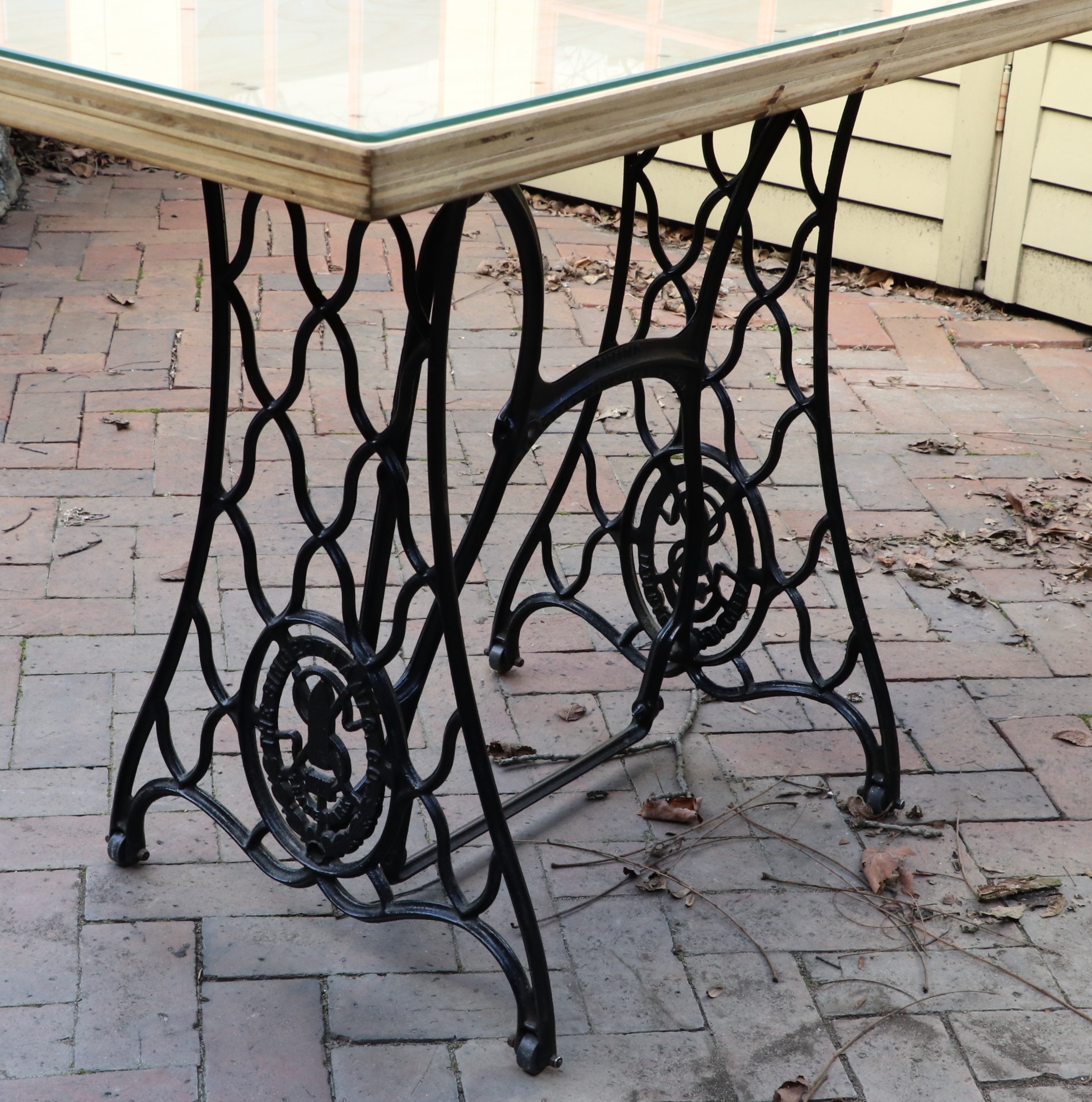 Repurposed Cast Iron Singer Sewing Base Table and Bistro Dining Chairs