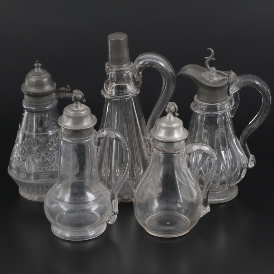 Pittsburg Pillar and Other Flint Glass Mold Blown and EAPG Syrup Dispensers