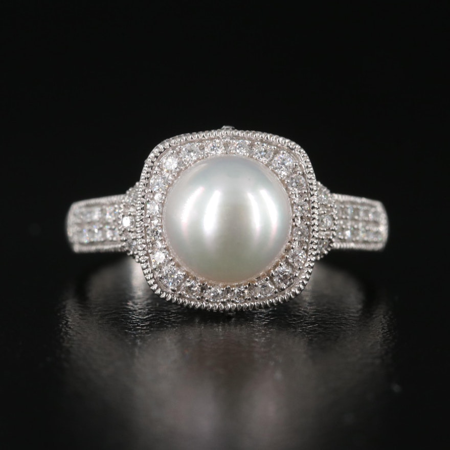 Vera Wang "Love" 14K Pearl, Diamond and Sapphire Ring