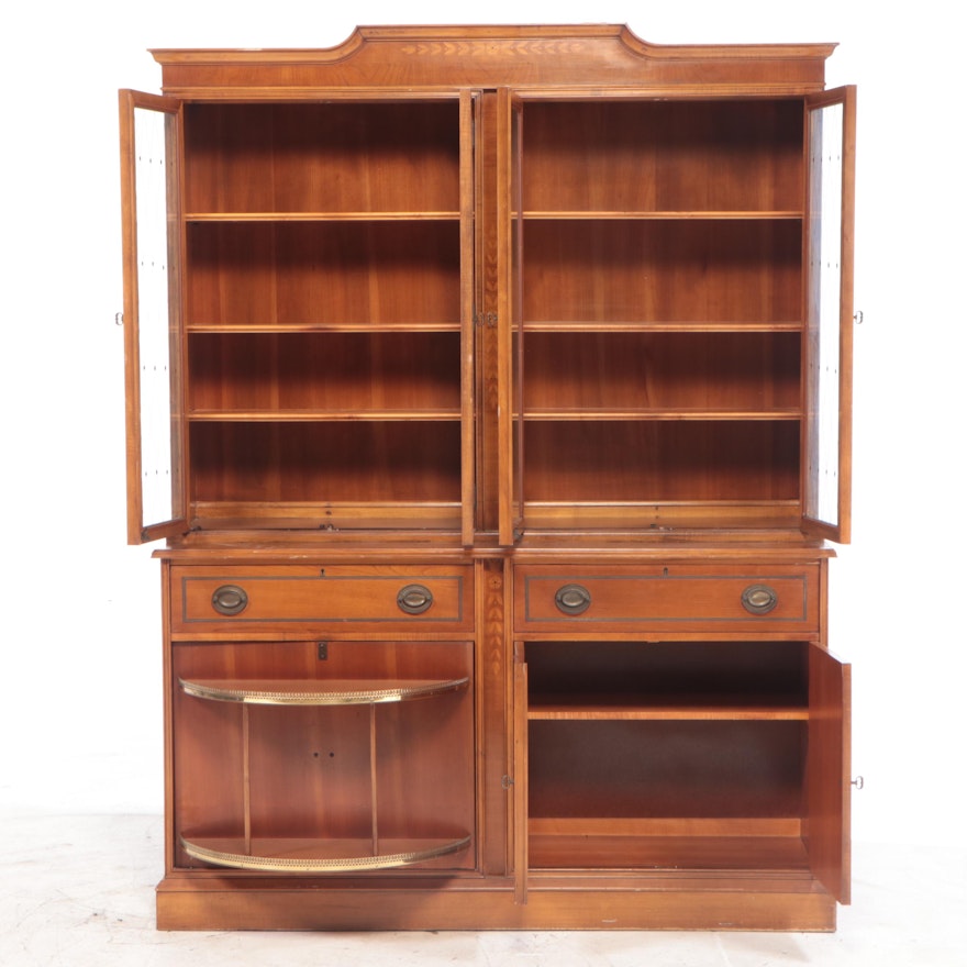 Saginaw Furniture Federal Style Marquetry China Cabinet with Secretaire Drawer