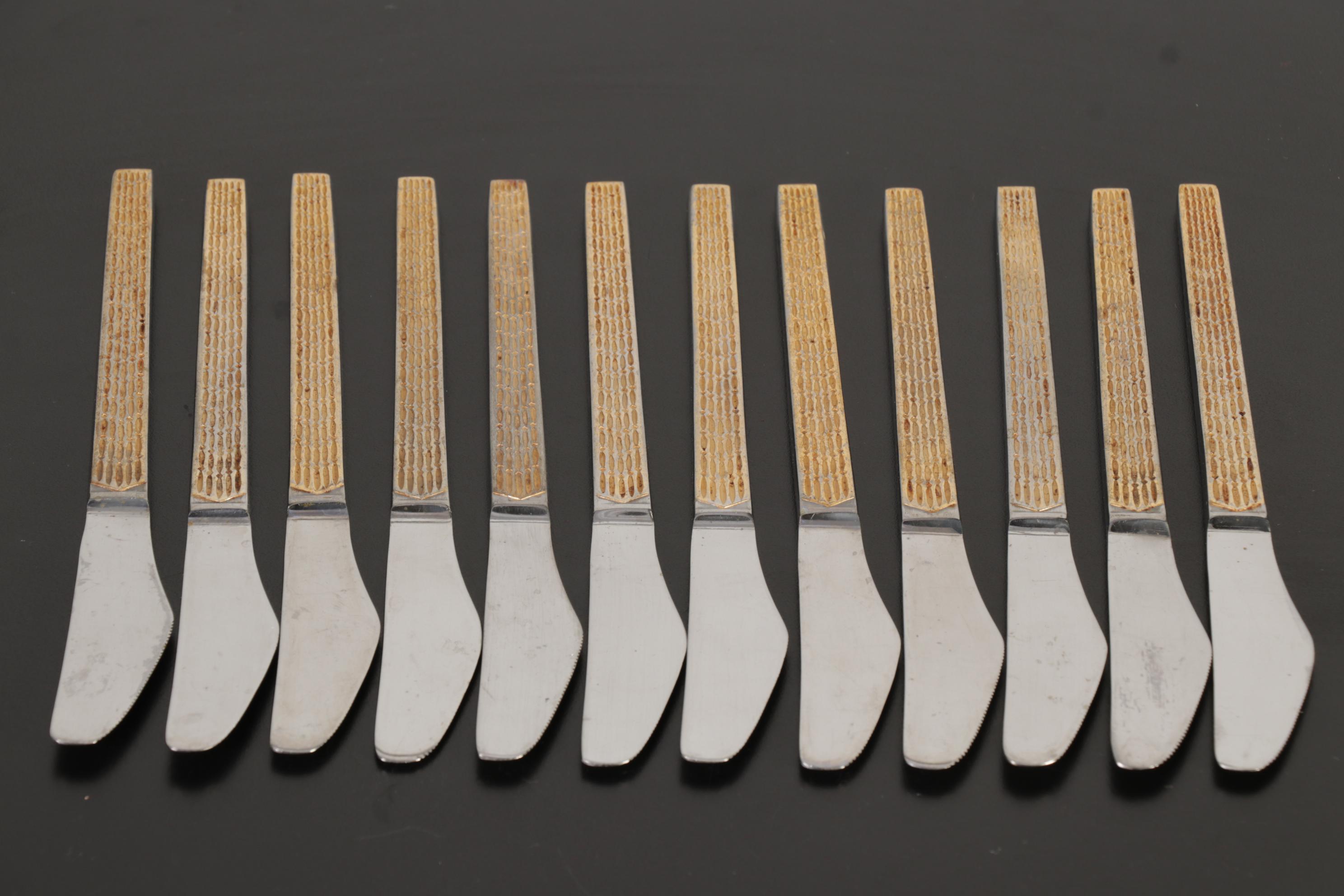 Hoogosil Solingen Stainless Steel with Gold Accent Flatware and Chest