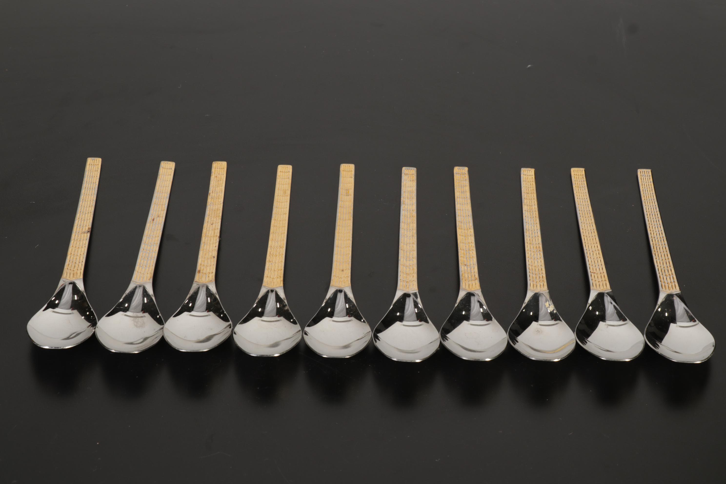 Hoogosil Solingen Stainless Steel with Gold Accent Flatware and Chest