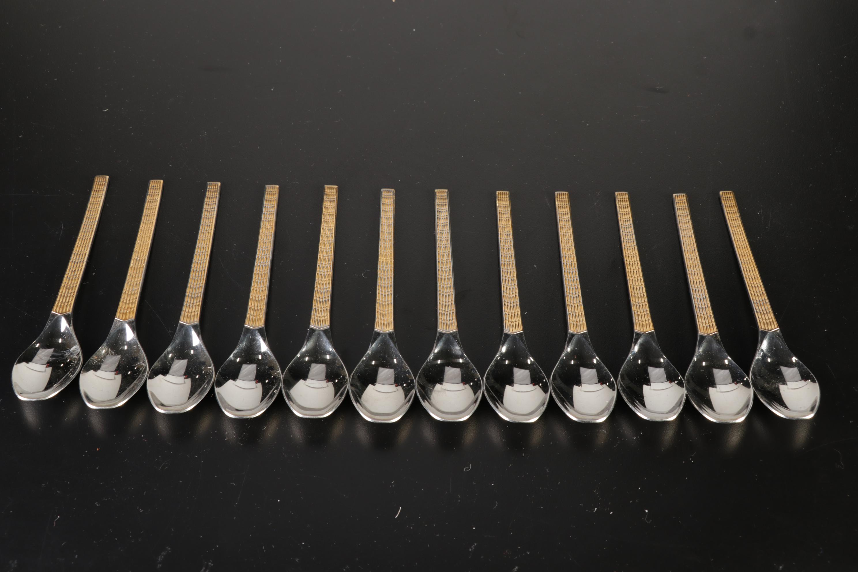 Hoogosil Solingen Stainless Steel with Gold Accent Flatware and Chest