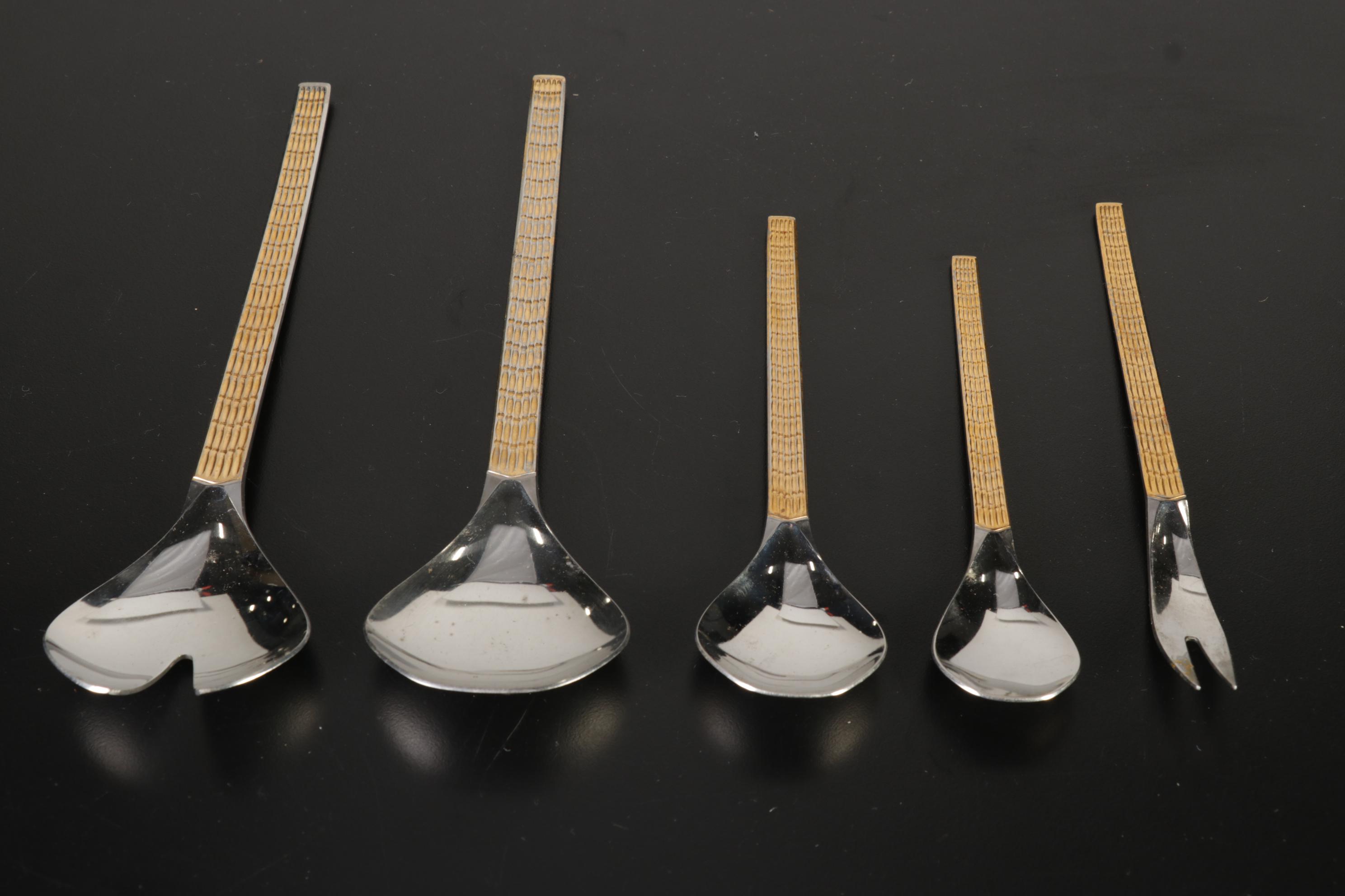 Hoogosil Solingen Stainless Steel with Gold Accent Flatware and Chest