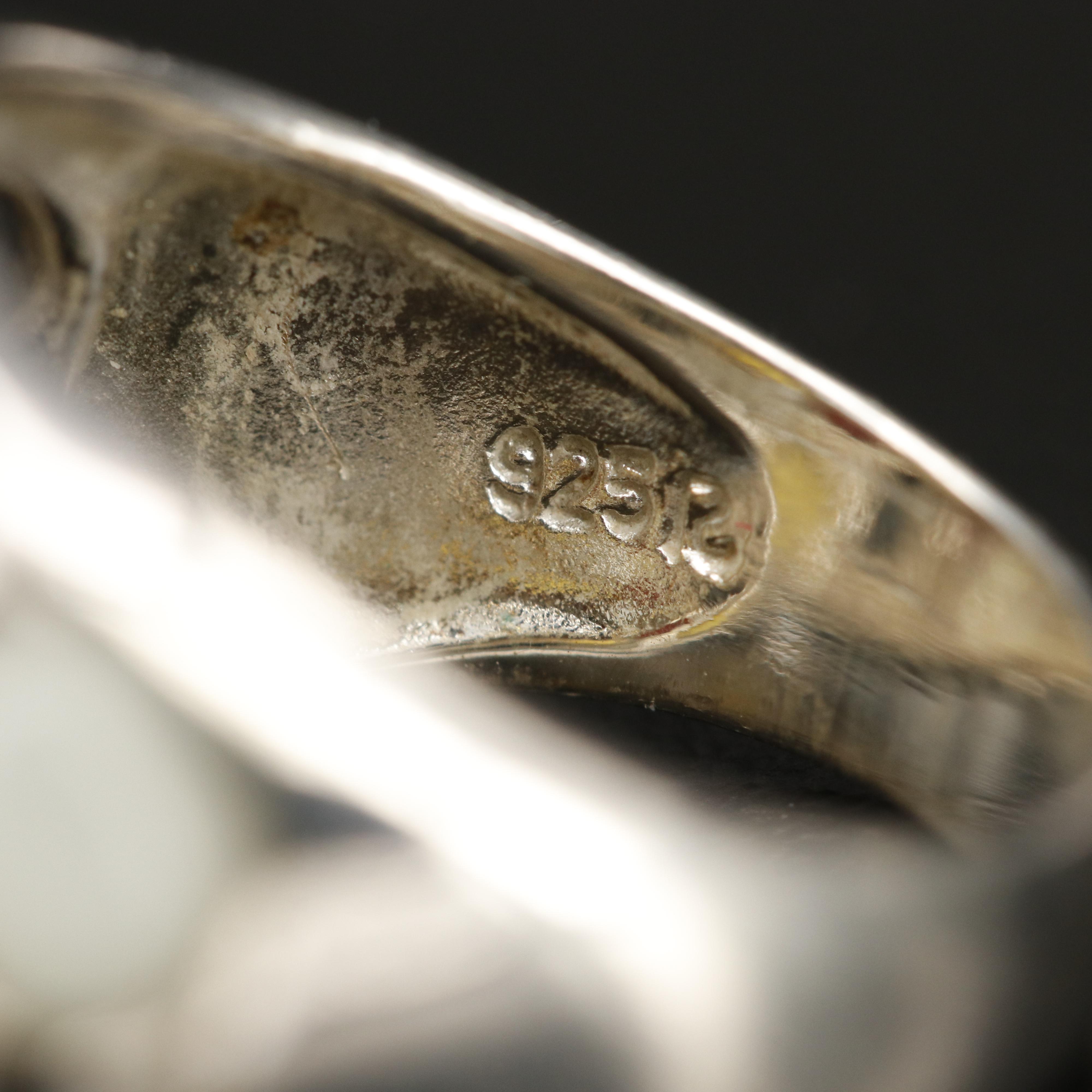 Sterling Jadeite and Black Onyx Dome Ring