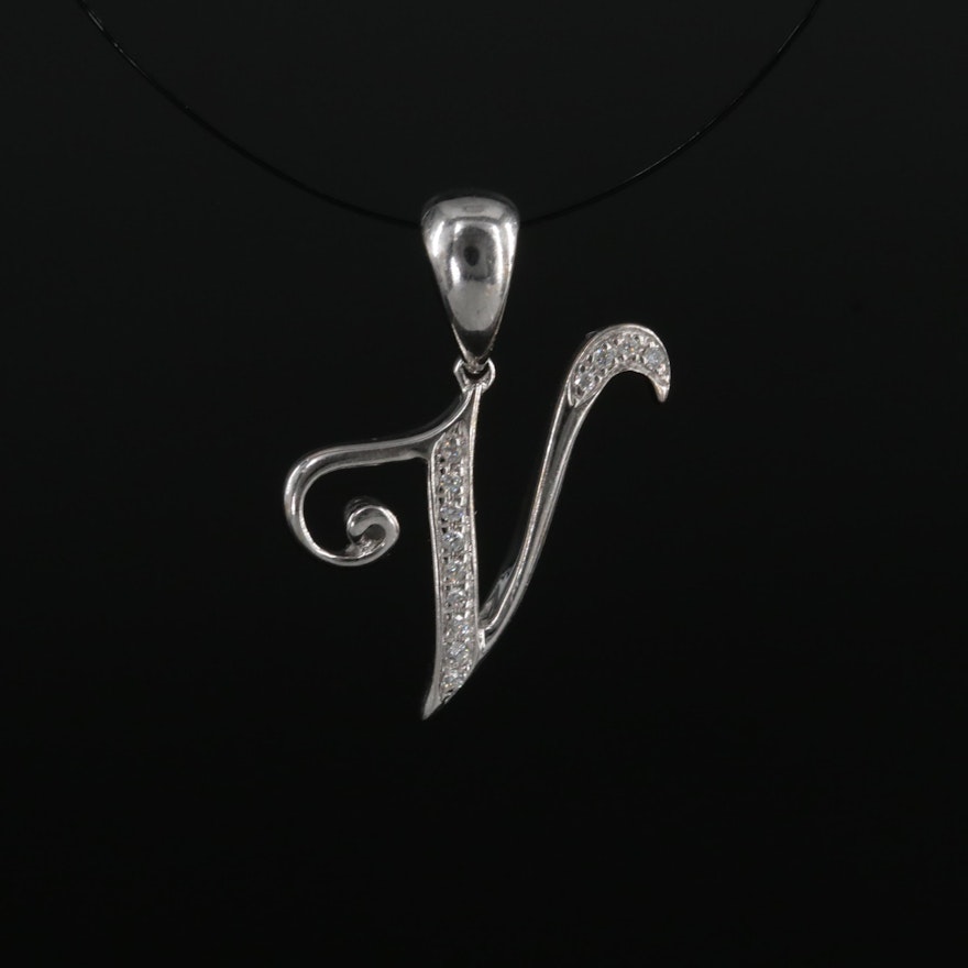 14K 0.04 CTW Diamond "V" Pendant