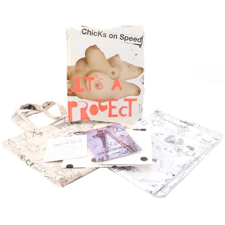 First Edition "Chicks on Speed: It's a Project" with Ephemera and Canvas Tote