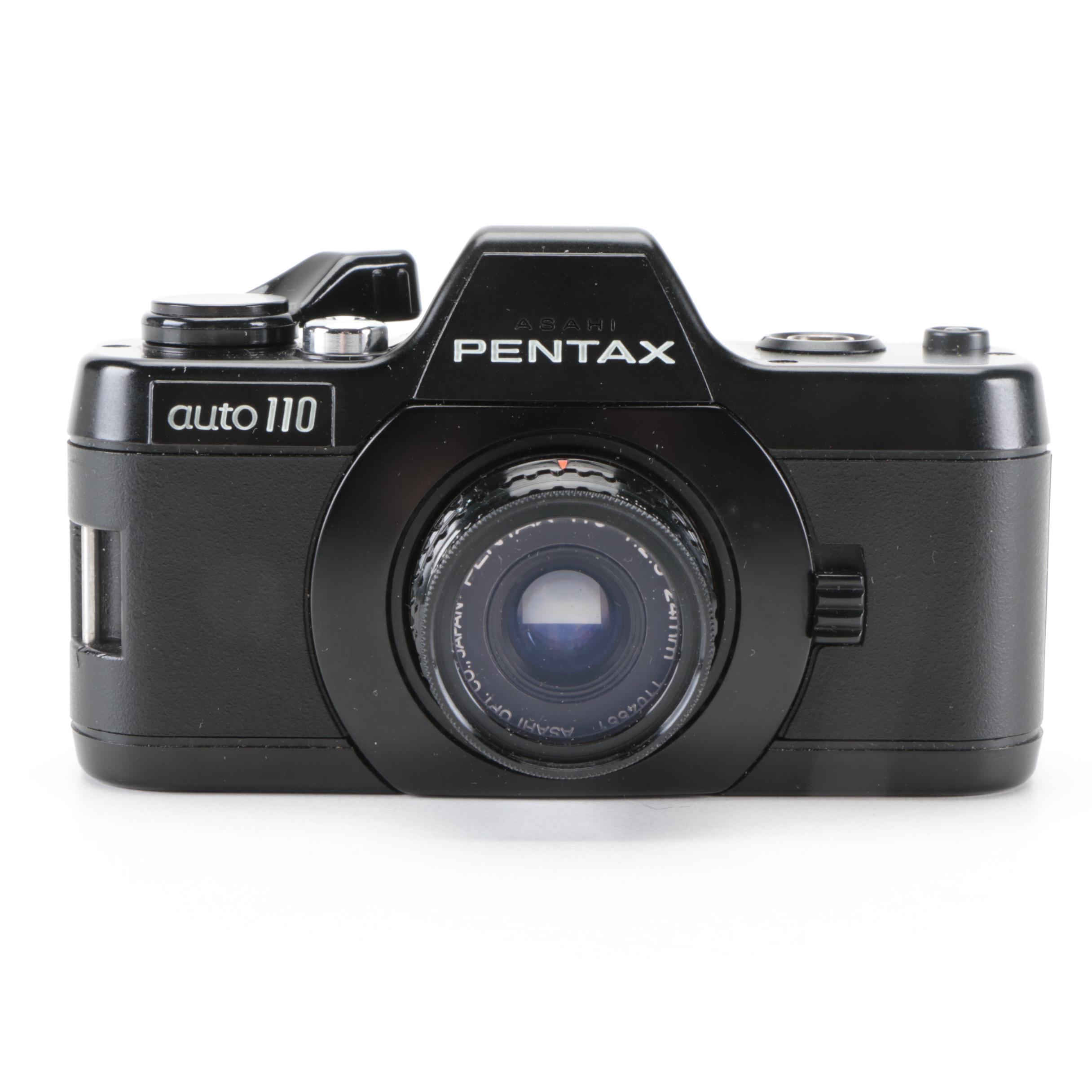 Asahi Pentax Auto 110 SLR Camera with Lenses, Flash, 1979