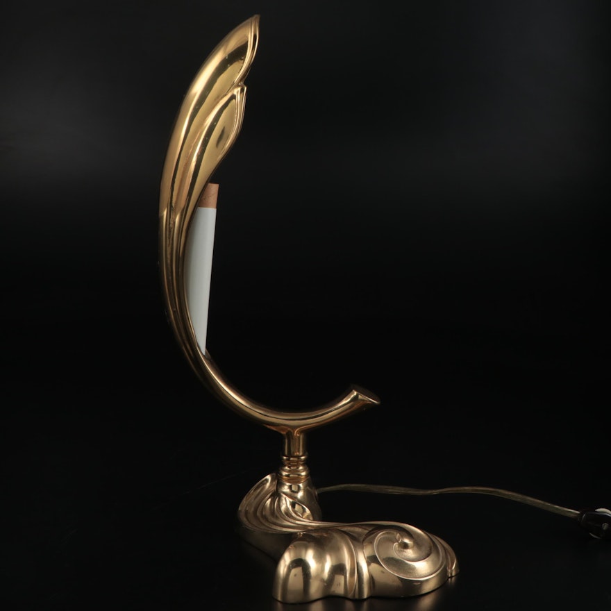 Art Deco Style Brass Table Lamp, Mid-20th Century