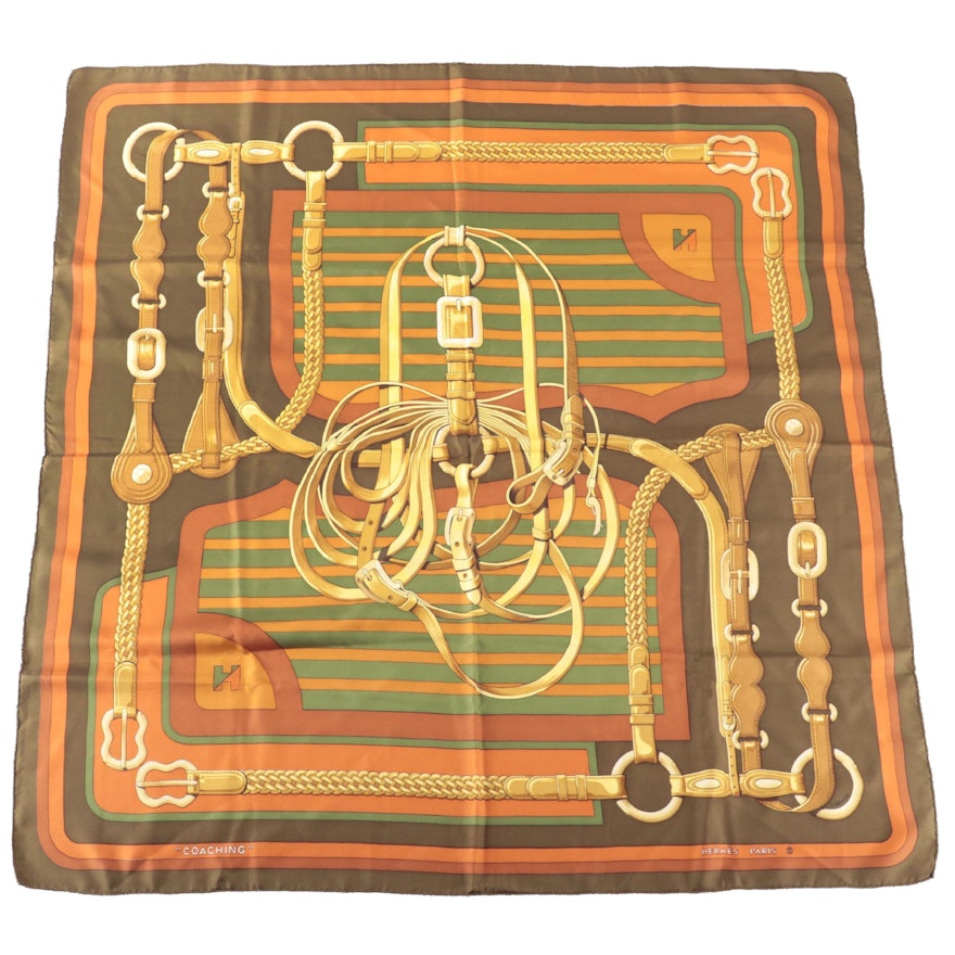 Hermès Early Issue "Coaching" Silk Twill Scarf