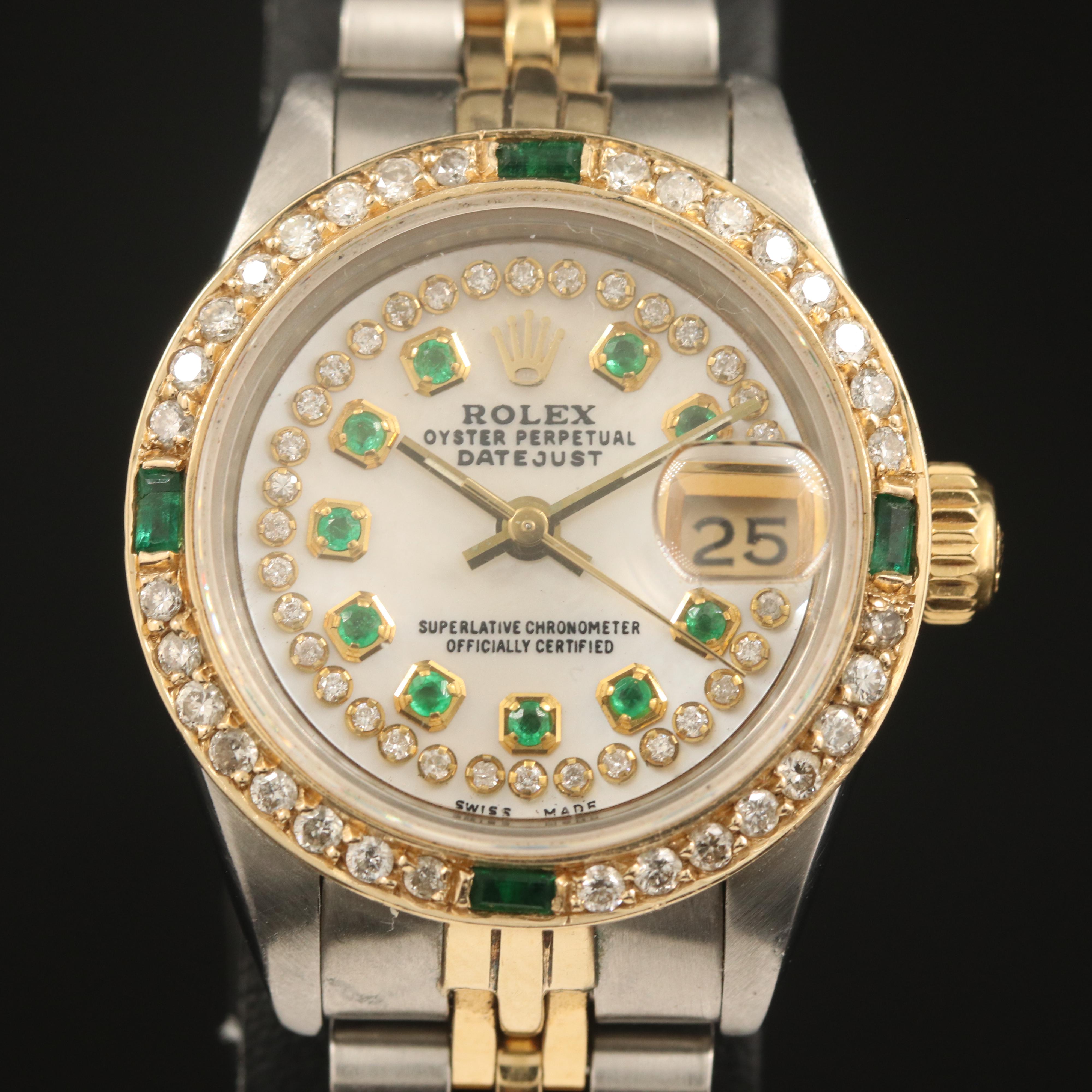 1987 - 88 Rolex Datejust Emerald and Diamond Watch