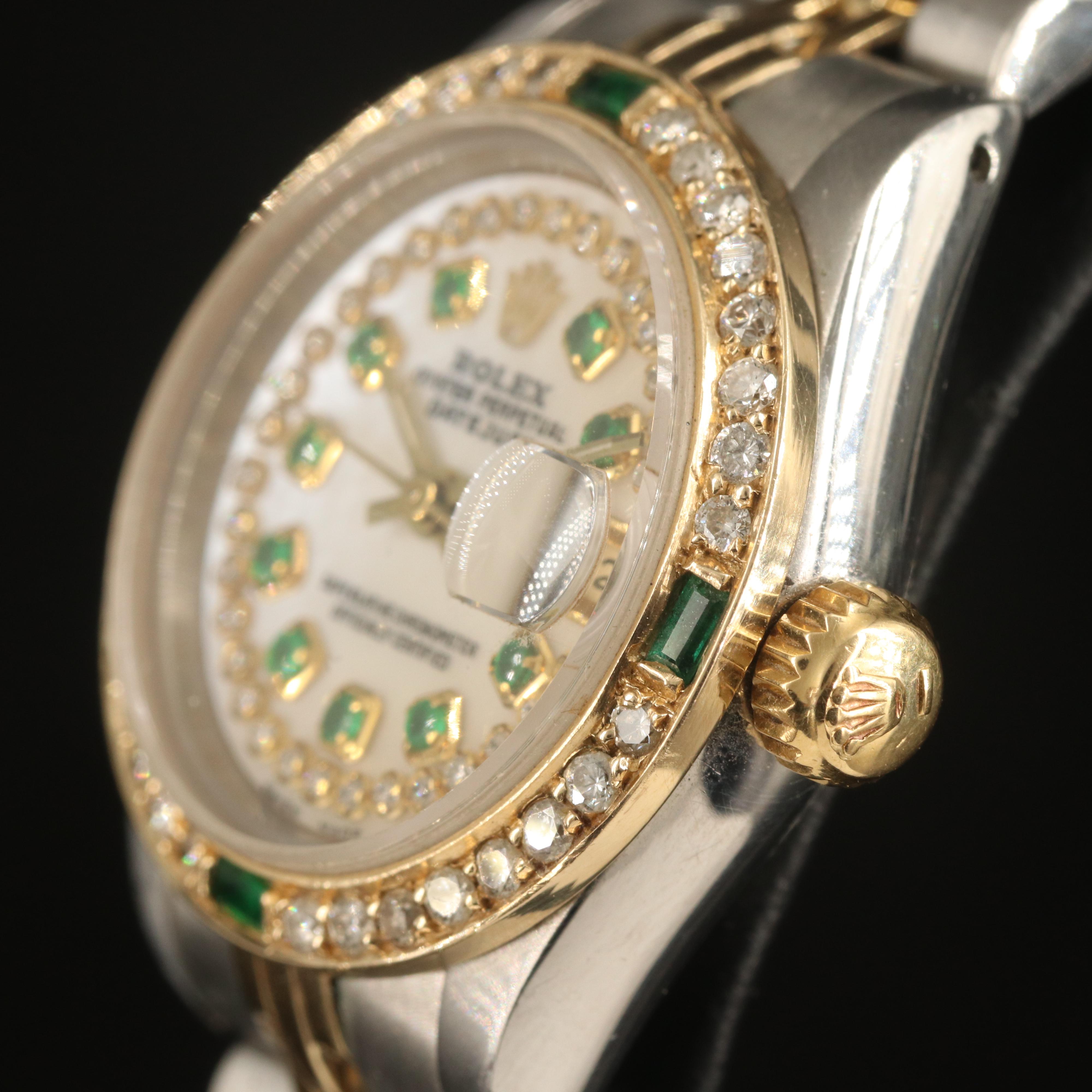 1987 - 88 Rolex Datejust Emerald and Diamond Watch