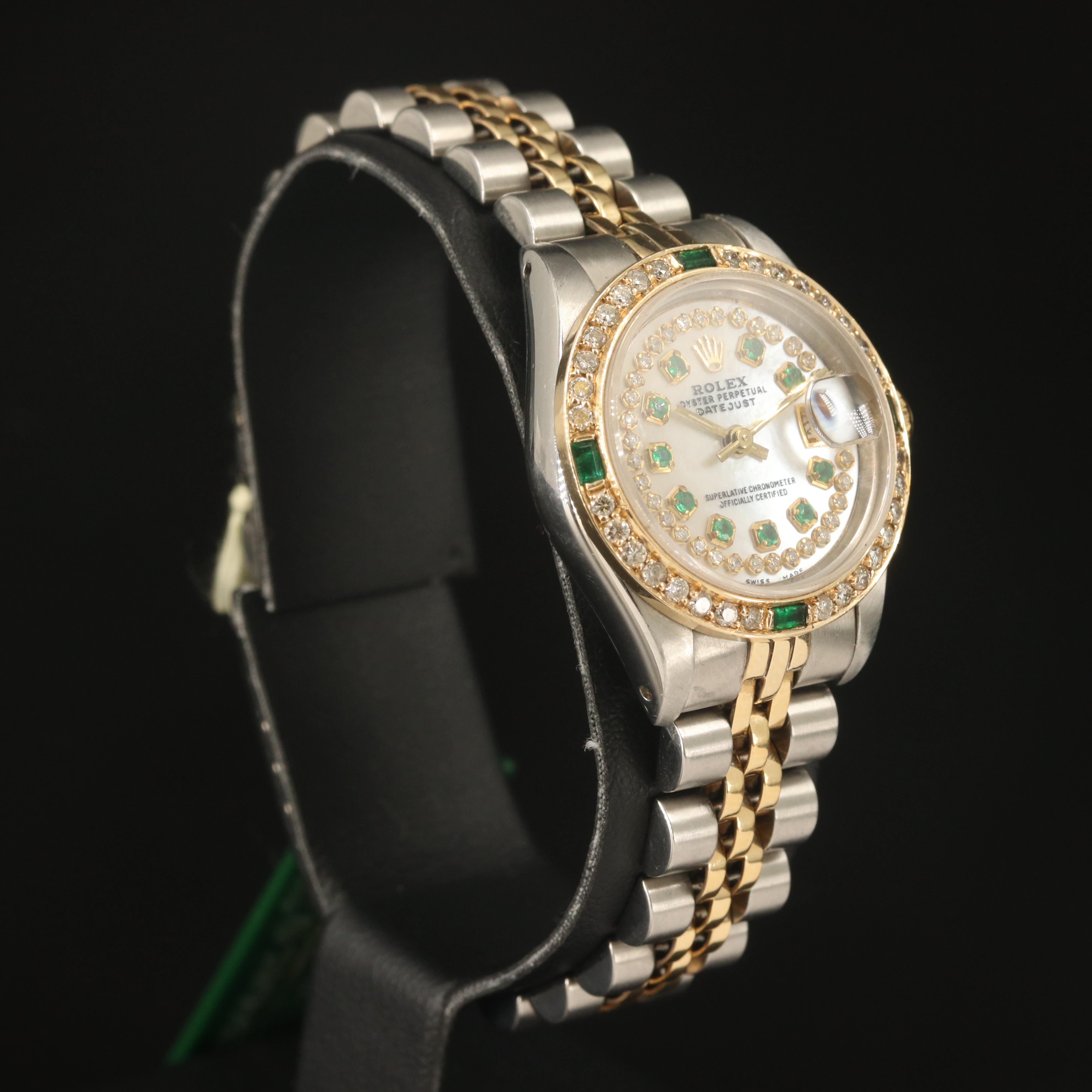 1987 - 88 Rolex Datejust Emerald and Diamond Watch