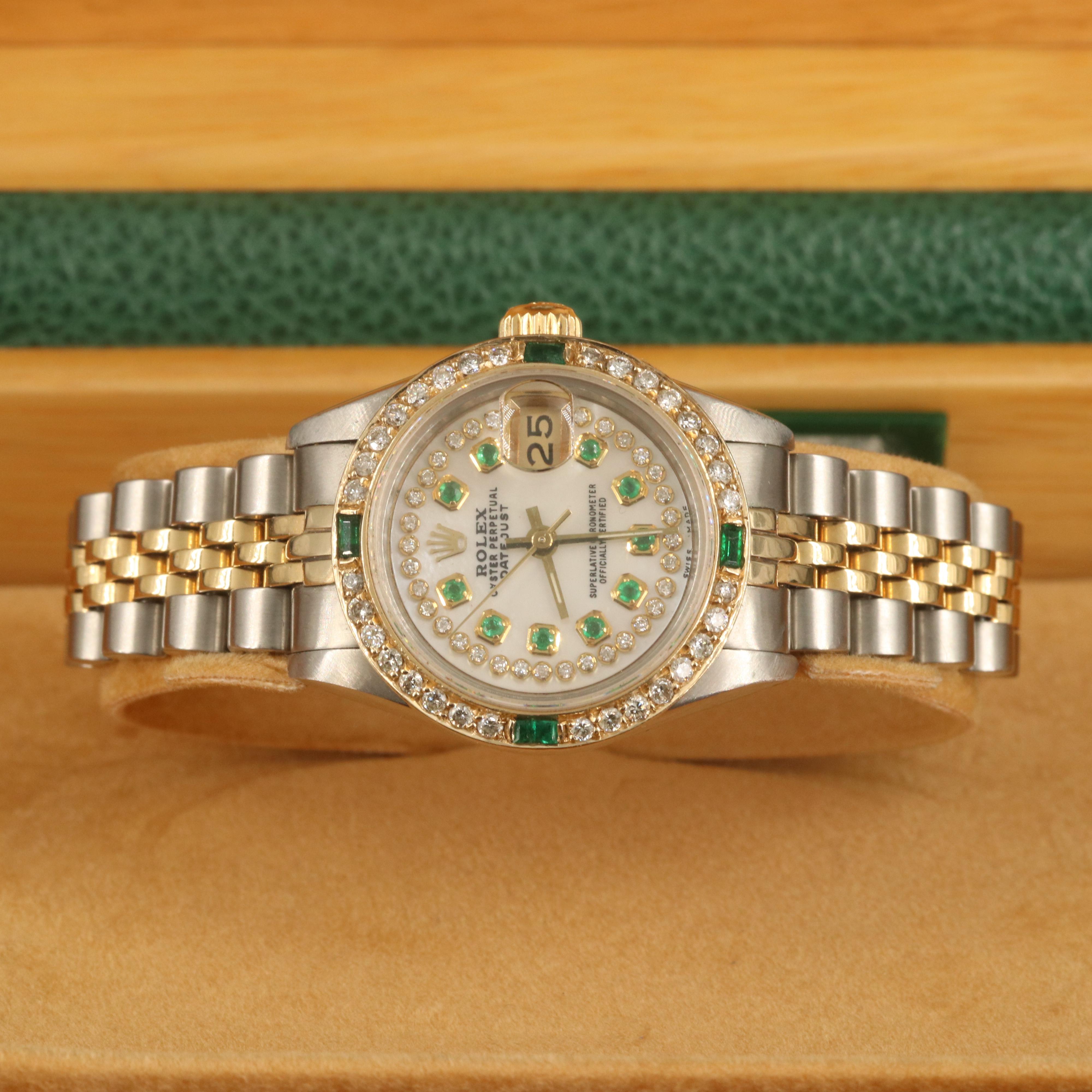 1987 - 88 Rolex Datejust Emerald and Diamond Watch
